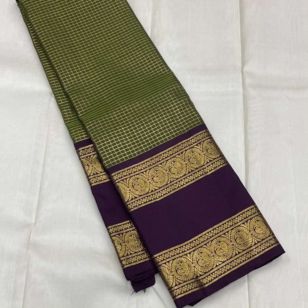 Checks pattern Banarasi silk Saree