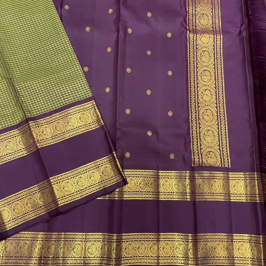 Checks pattern Banarasi silk Saree