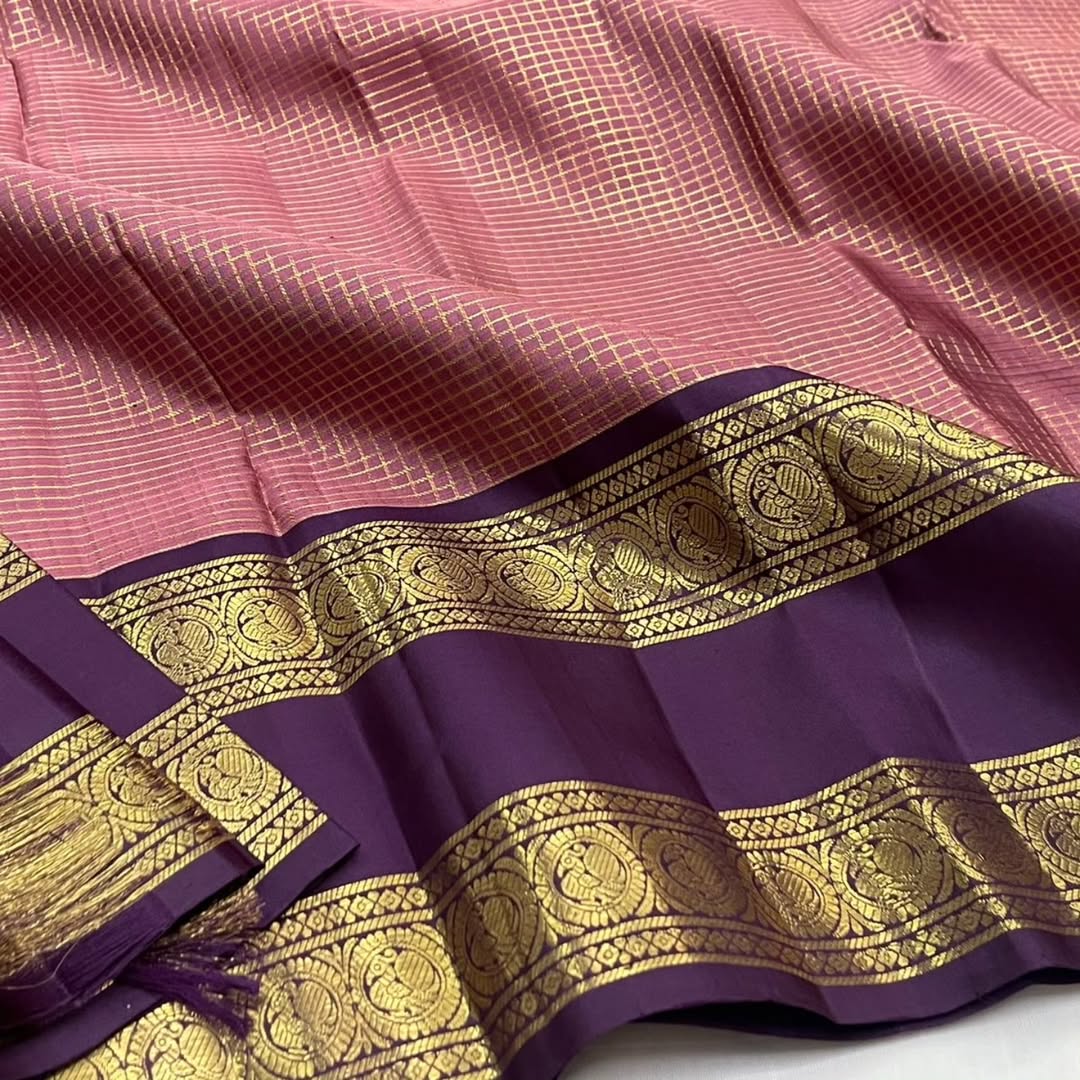 Checks pattern Banarasi silk Saree