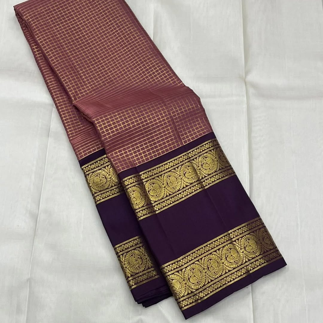 Checks pattern Banarasi silk Saree