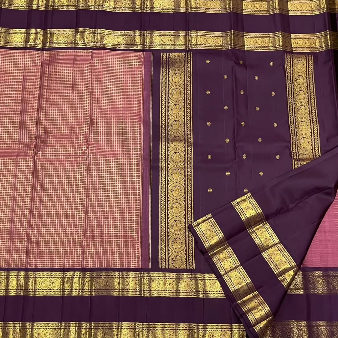 Checks pattern Banarasi silk Saree