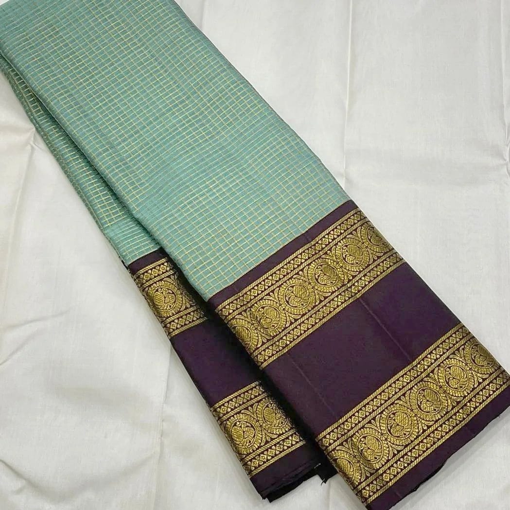 Checks pattern Banarasi silk Saree