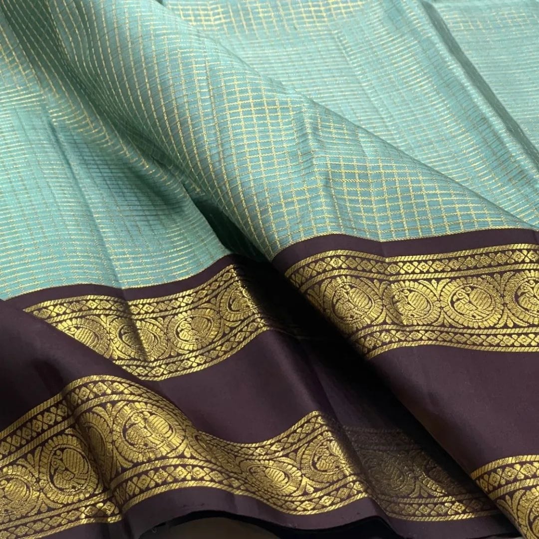 Checks pattern Banarasi silk Saree