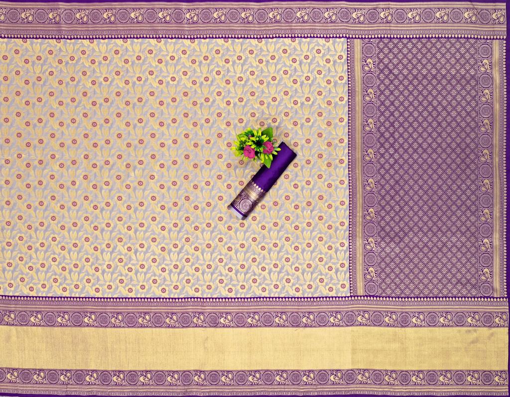 Flower design Rich Banarasi Silk Saree