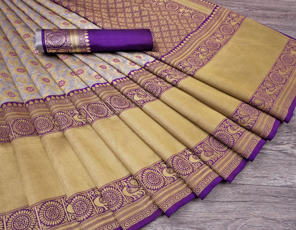 Flower design Rich Banarasi Silk Saree
