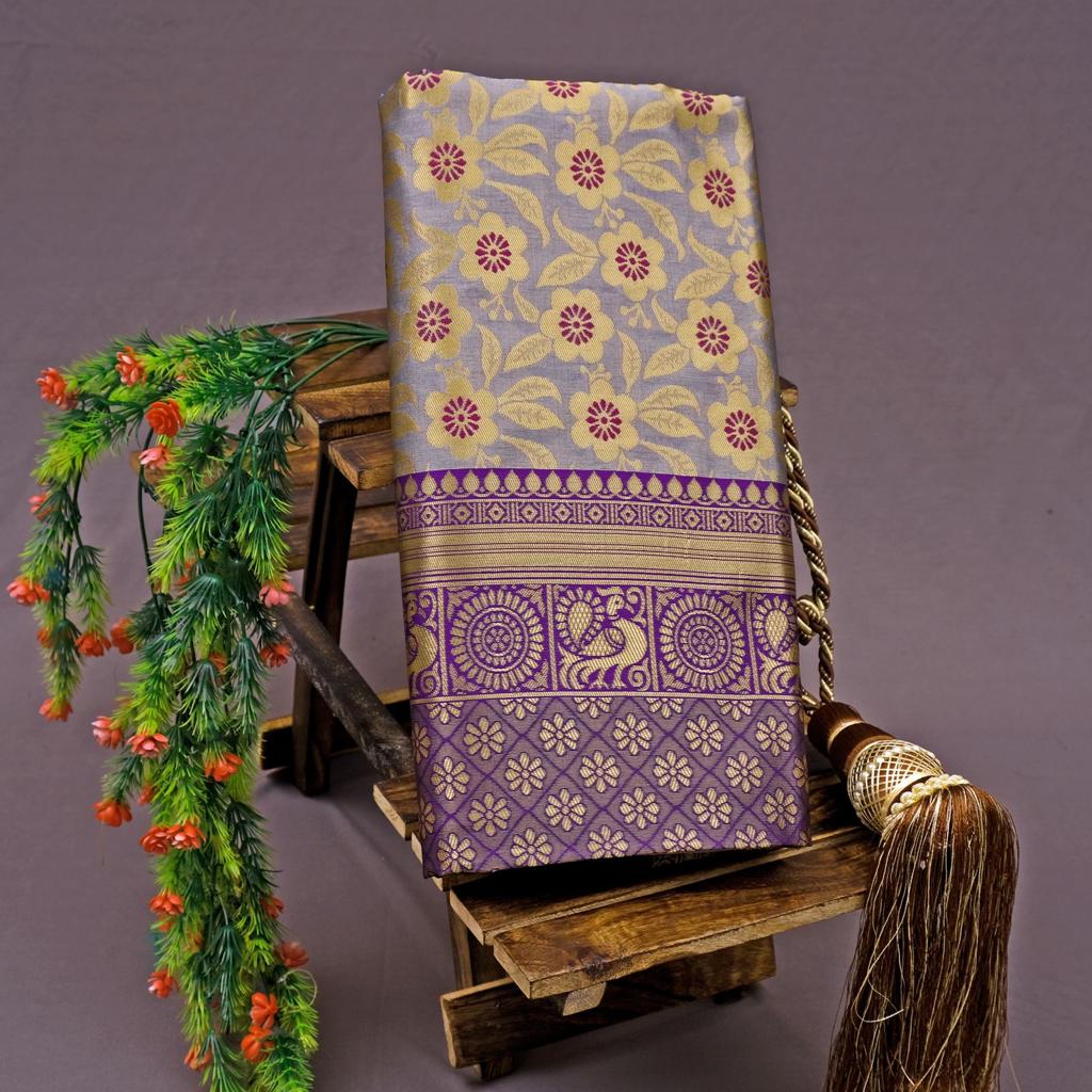 Flower design Rich Banarasi Silk Saree