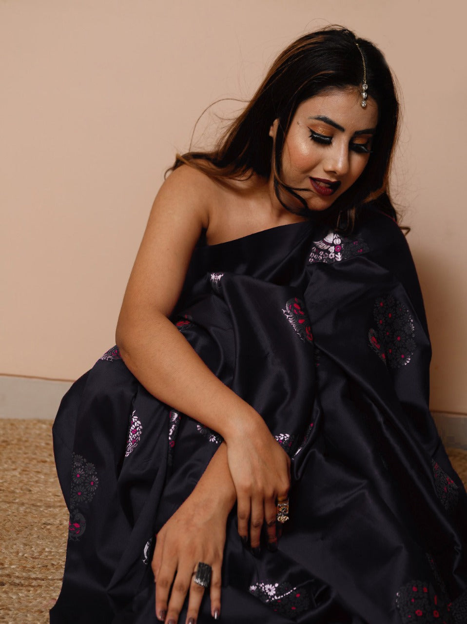 Silver peacock Banarasi Silk Saree