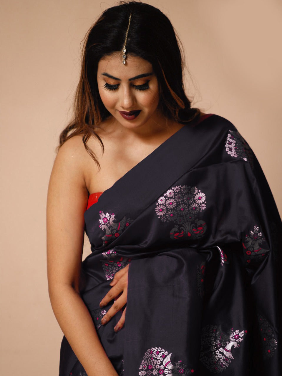 Silver peacock Banarasi Silk Saree