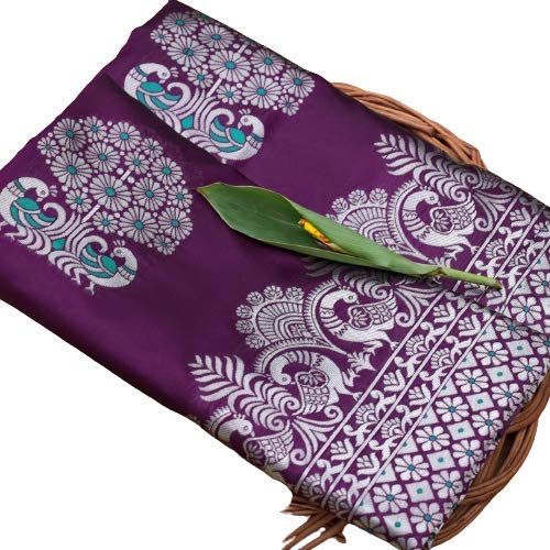 Silver peacock Banarasi Silk Saree