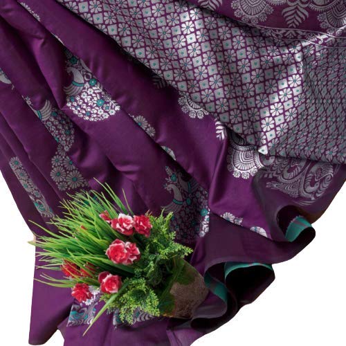 Silver peacock Banarasi Silk Saree