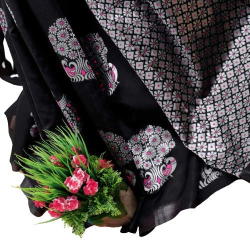 Silver peacock Banarasi Silk Saree