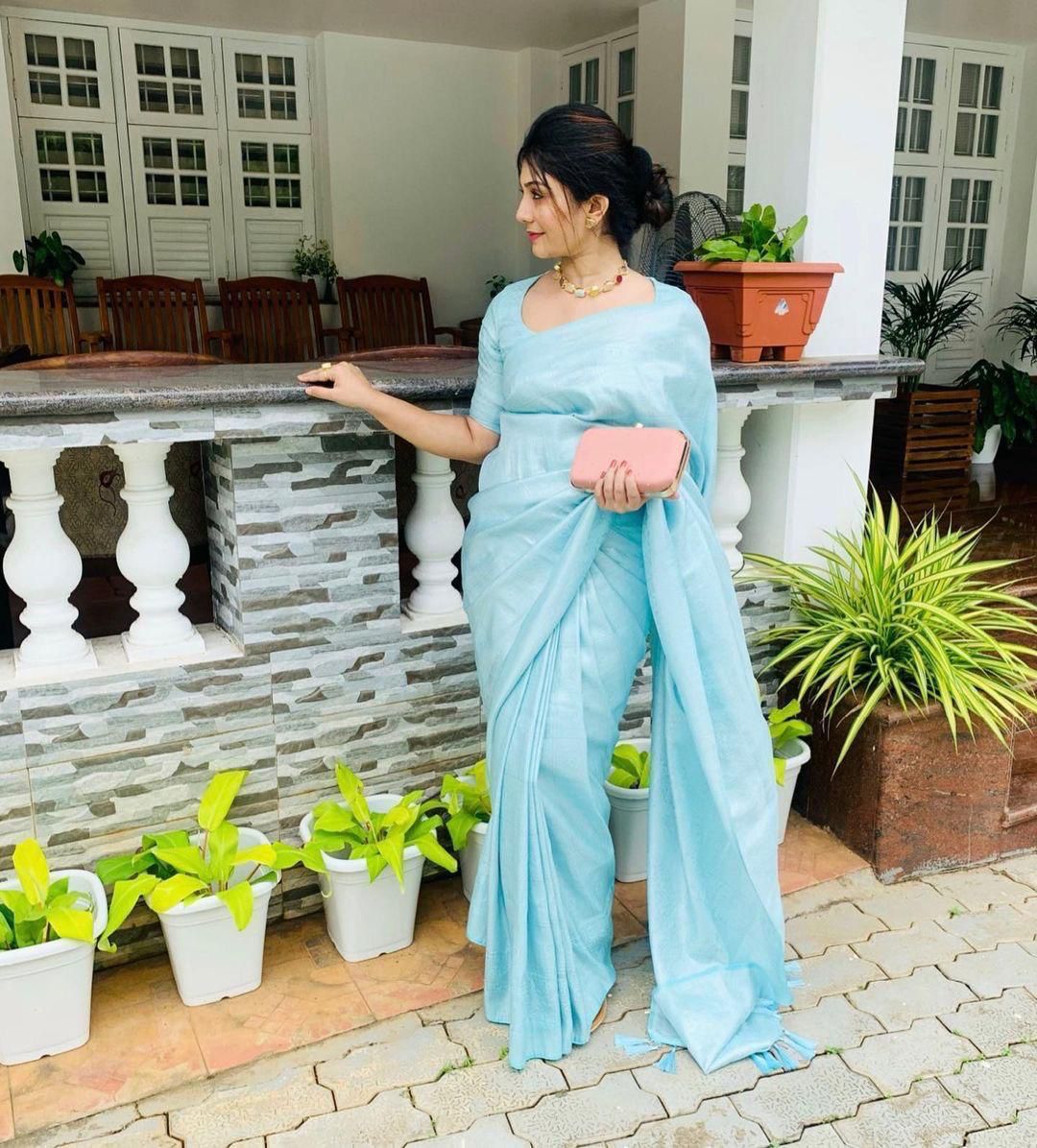 Sky soft Banarasi Silk Saree