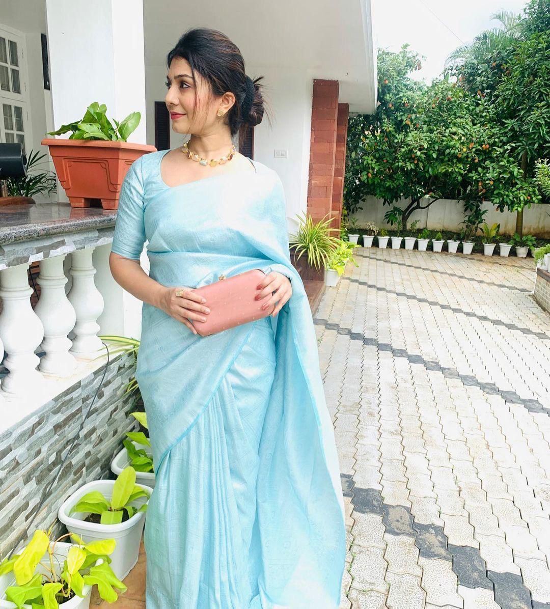 Sky soft Banarasi Silk Saree