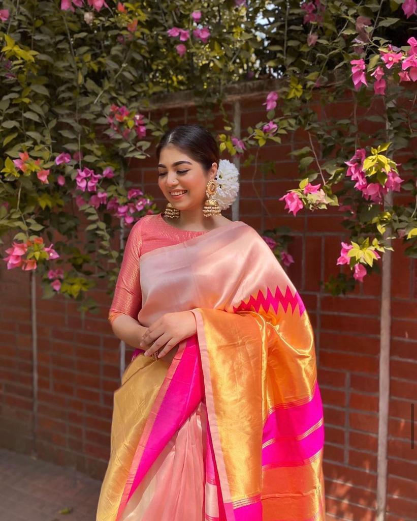 Beige pink Silk Saree