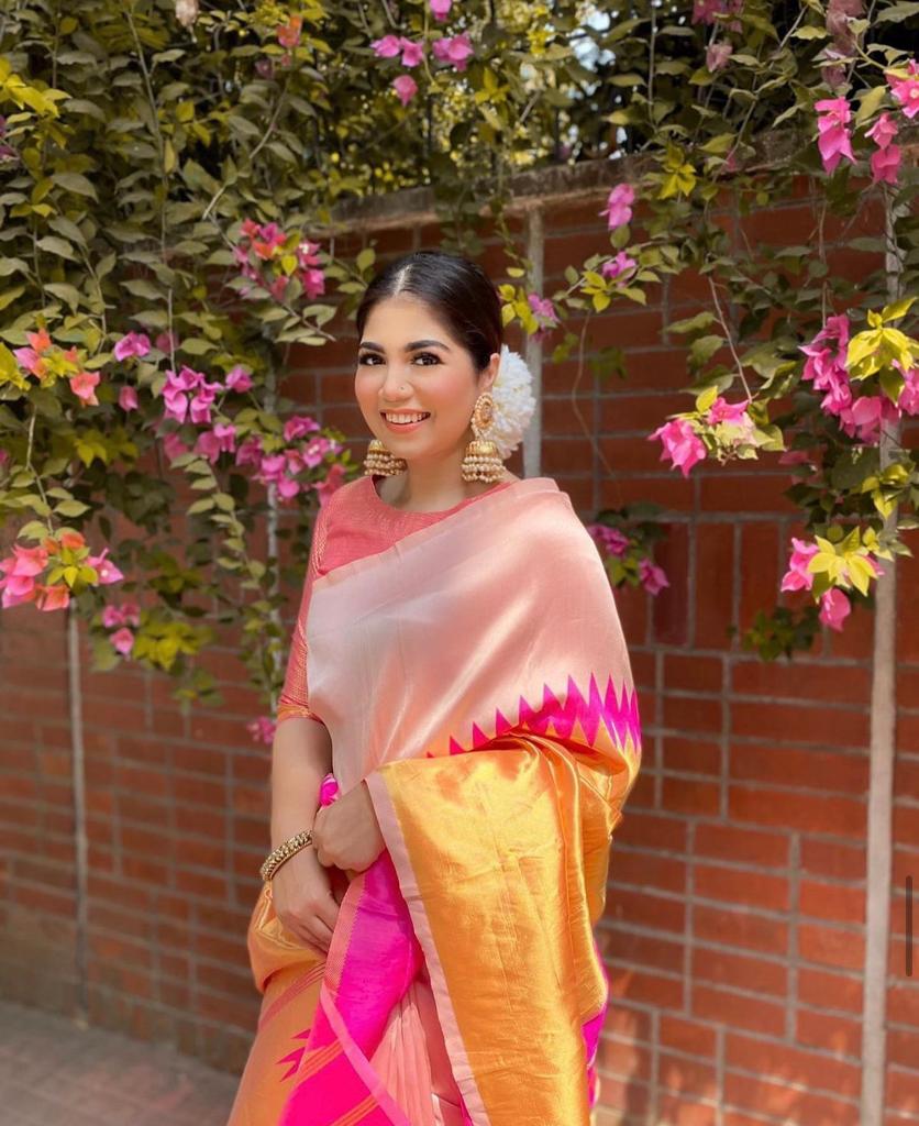 Beige pink Silk Saree