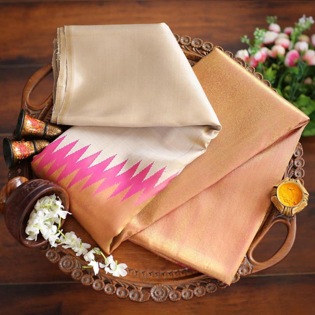 Beige pink Silk Saree