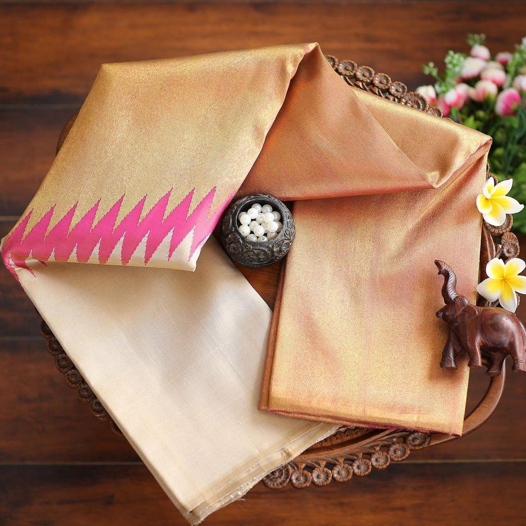 Beige pink Silk Saree