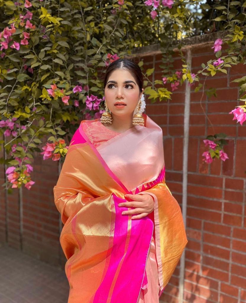 Beige pink Silk Saree