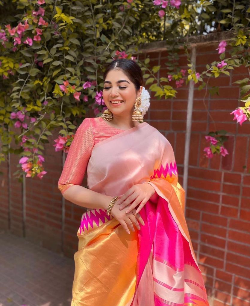 Beige pink Silk Saree